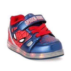 Marvel Spider-Man Kids  Red Blue Hook & Loop Strap Light-Up Sneakers Size 7